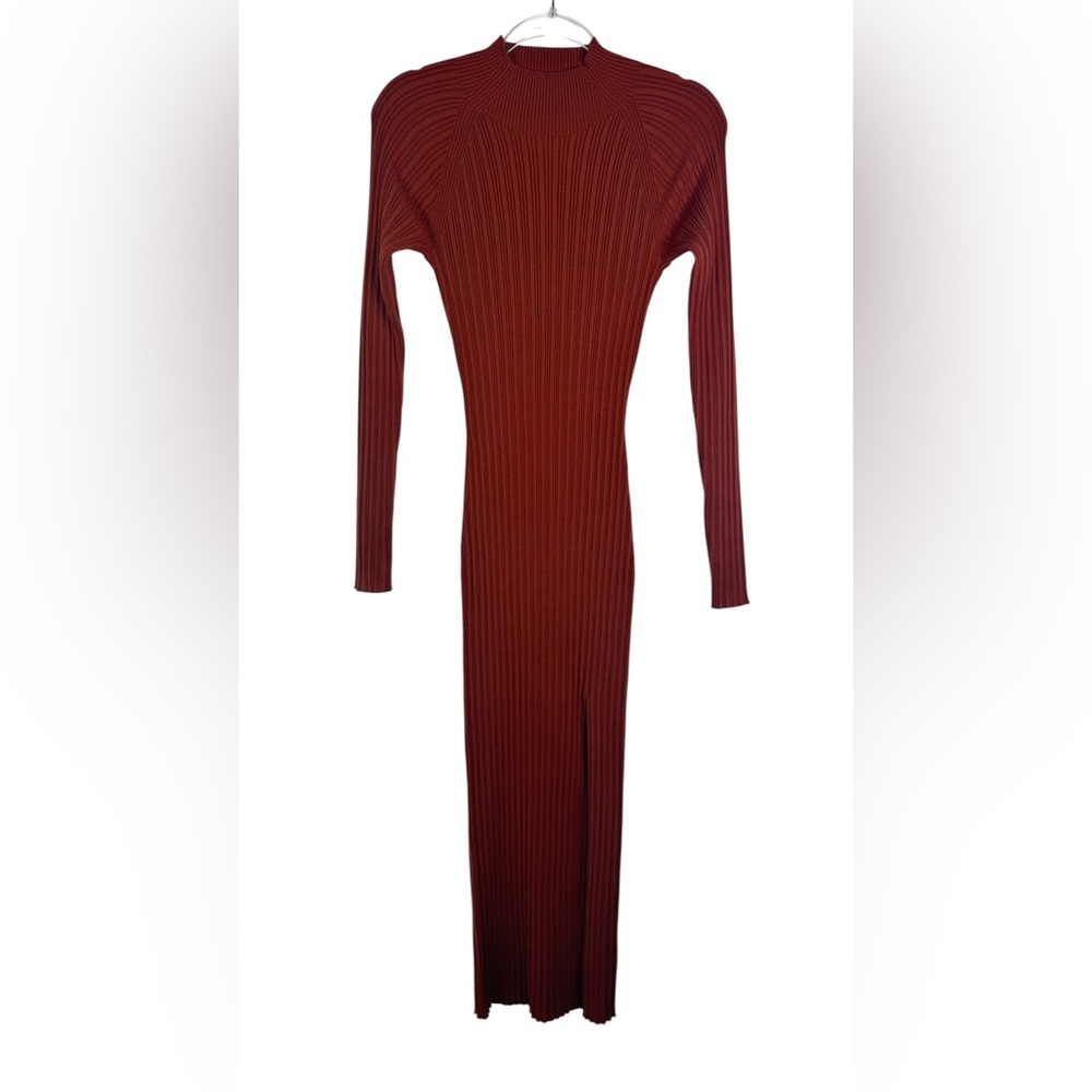Aritzia Wilfred Alchemy Dress Orange Rust Long Sleeve Bodycon Dress Size Medium - Picture 3 of 16